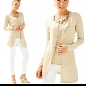 LILLY PULITZER Jacey Gold Metallic Cardigan- S